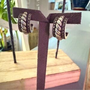 Judith Jack 925 Sterling Silver Hoop Earrings